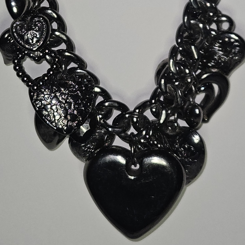 Chunky Silver Heart Charm Necklace